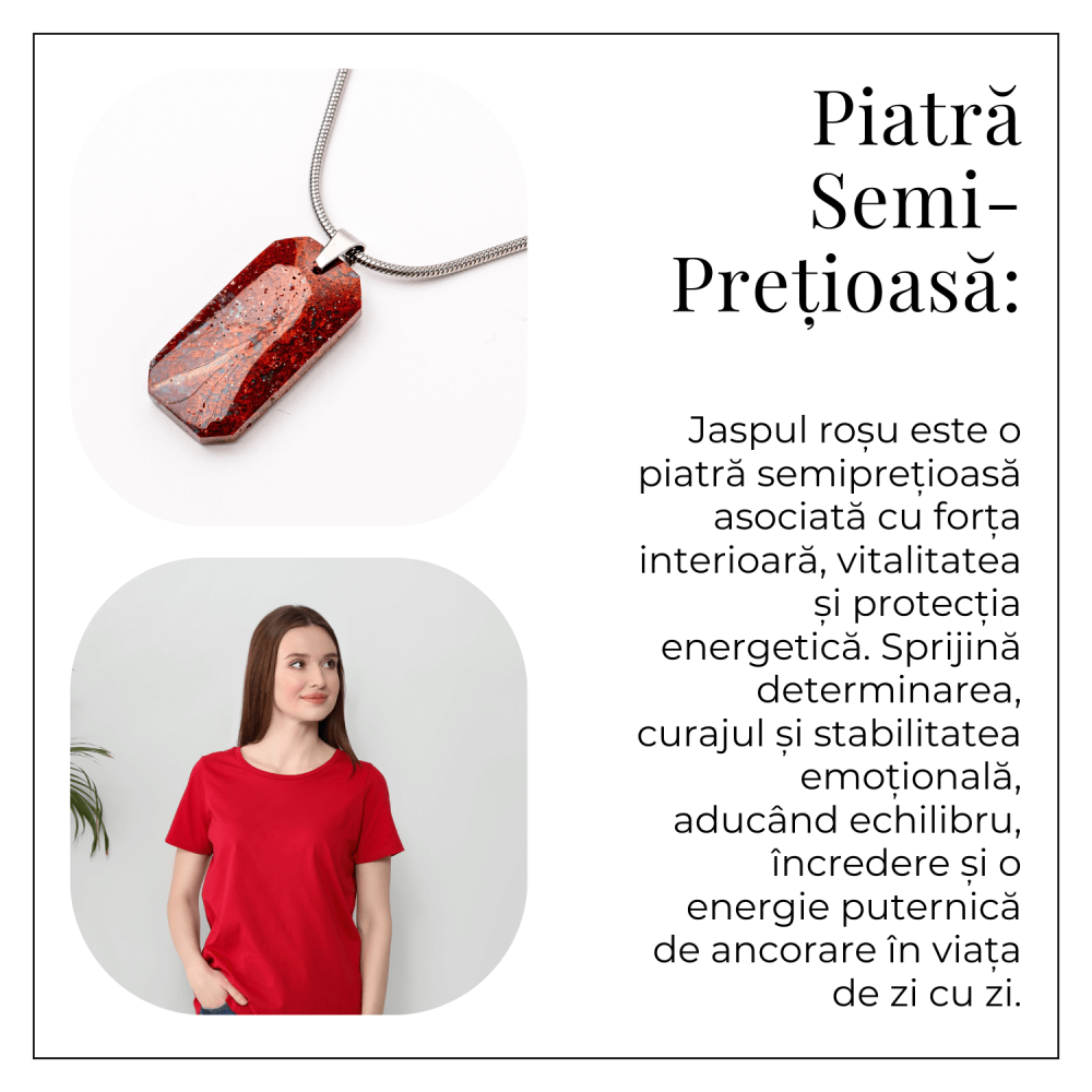 Colier Titanium cu Jasp Rosu Natural Dreptunghiular – Forta Interioara si Protectie Energetica [6]