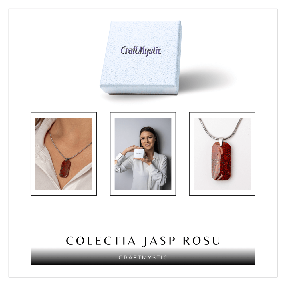 Colier Titanium cu Jasp Rosu Natural Dreptunghiular – Forta Interioara si Protectie Energetica [8]