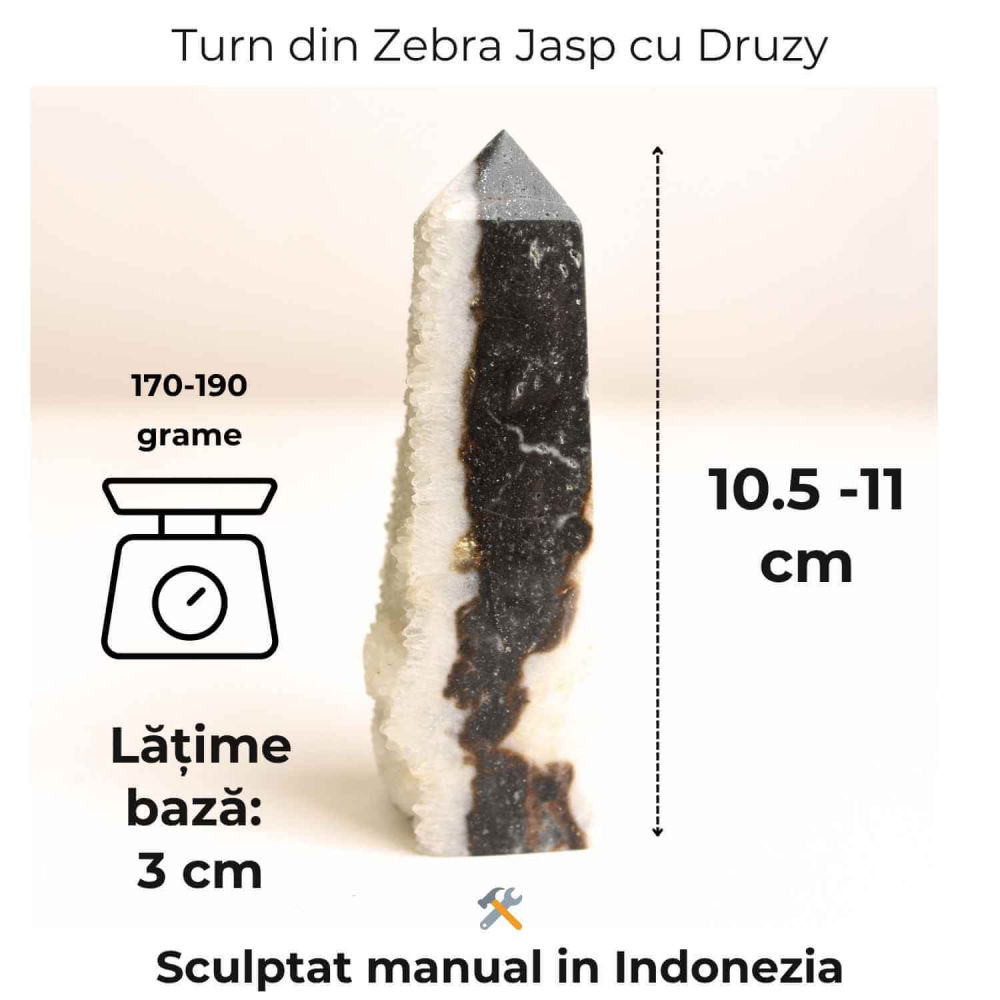 Turn din Jasp Zebra cu Druzy – Echilibru intre lumina si umbra [5]
