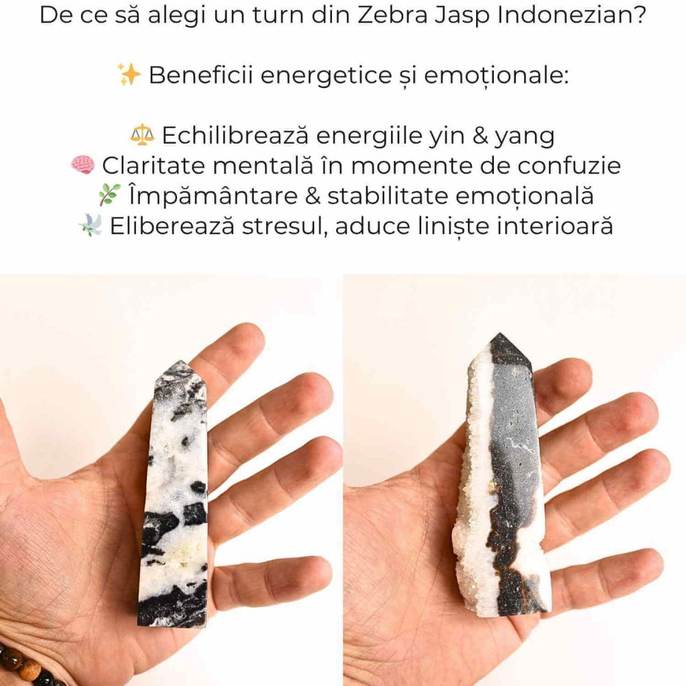 Turn din Jasp Zebra cu Druzy – Echilibru intre lumina si umbra [2]