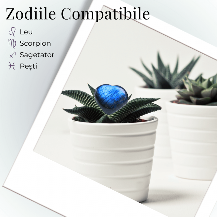 Inimioara 50-55 mm din piatra naturala Labradorit - Protectie si Creativitate [8]