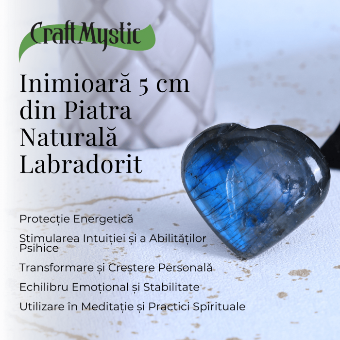 Inimioara 50-55 mm din piatra naturala Labradorit - Protectie si Creativitate [2]
