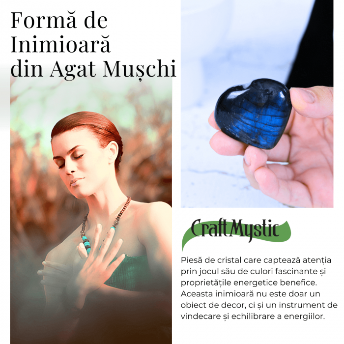 Inimioara 50-55 mm din piatra naturala Labradorit - Protectie si Creativitate [6]