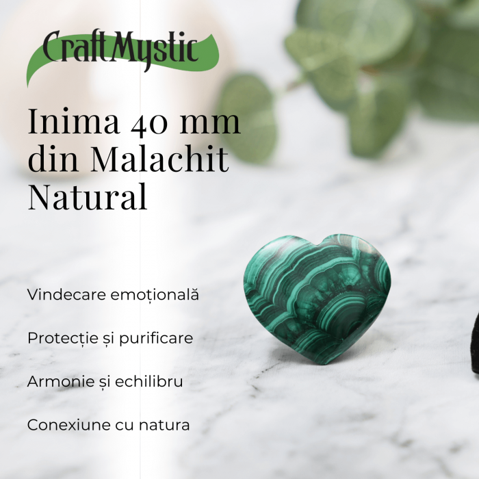 Inima de Malachit Natural 40mm - Puterea Vindecătoare la Îndemâna Ta [3]
