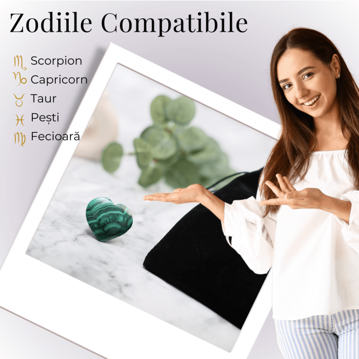 Inima de Malachit Natural 40mm - Puterea Vindecătoare la Îndemâna Ta [4]