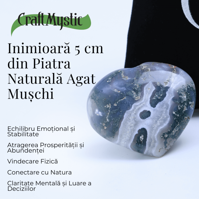 Inimioara din Agat Muschi 50-55mm - Armonie si Vindecare [3]