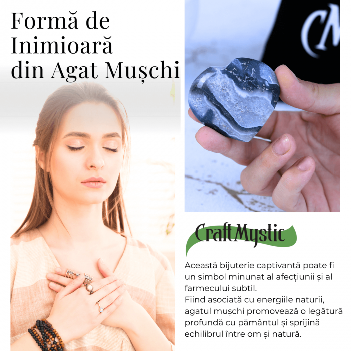 Inimioara din Agat Muschi 50-55mm - Armonie si Vindecare [8]