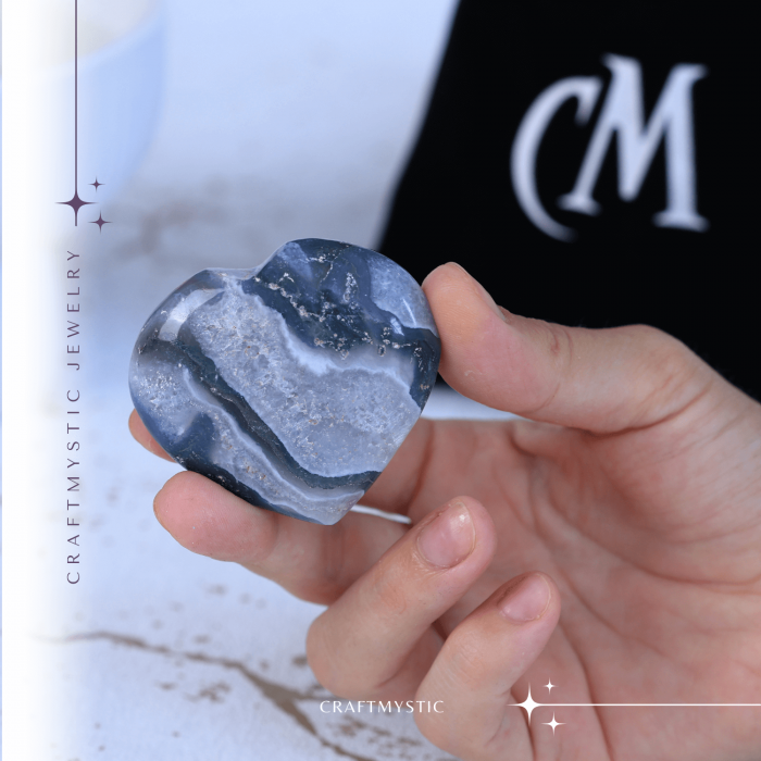 Inimioara din Agat Muschi 50-55mm - Armonie si Vindecare [2]