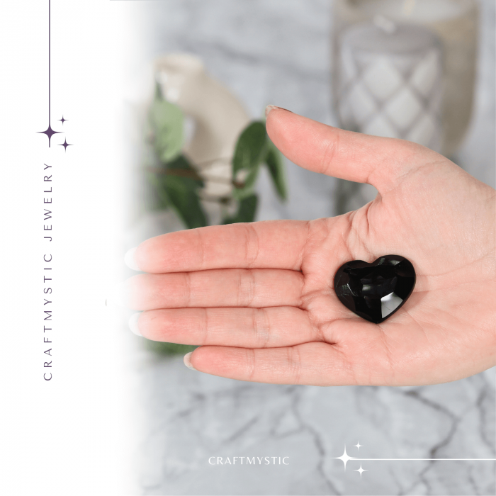 Inimioara Decorativa 30 mm din Obsidian Negru Fatetat Mexican [3]
