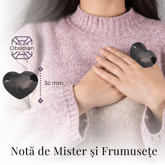 Inimioara Decorativa 30 mm din Obsidian Negru Fatetat Mexican [2]