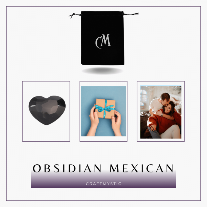 Inimioara Decorativa 30 mm din Obsidian Negru Fatetat Mexican [5]