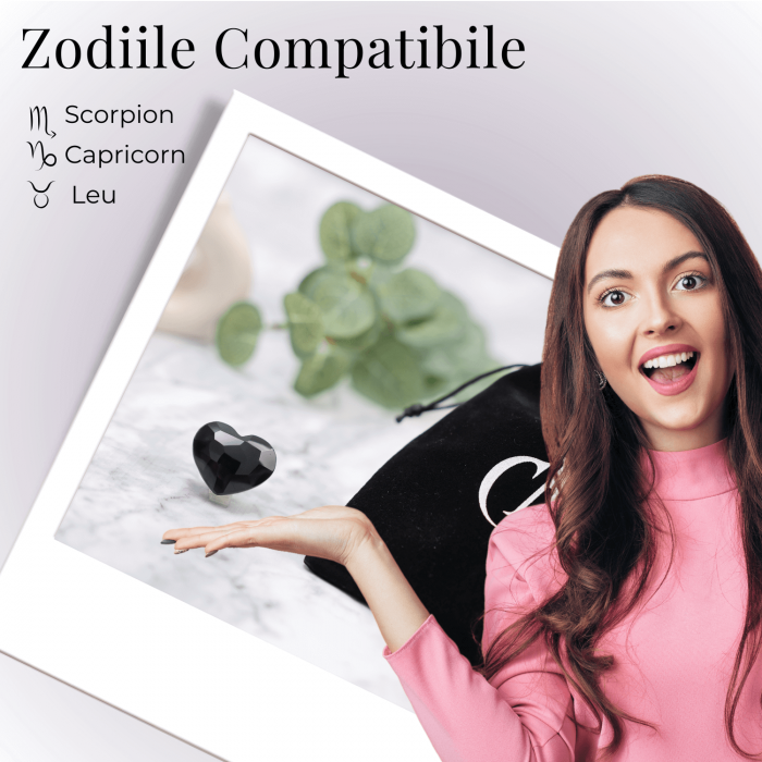 Inimioara Decorativa 30 mm din Obsidian Negru Fatetat Mexican [7]