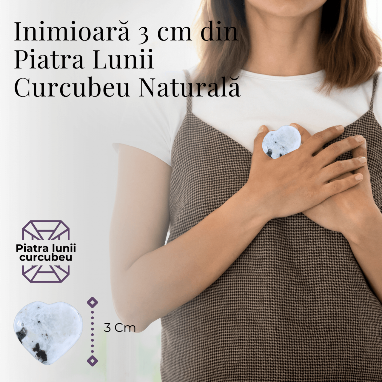 Inima Sculptata Manual din Piatra Lunii Curcubeu - Armonie si Liniste [4]