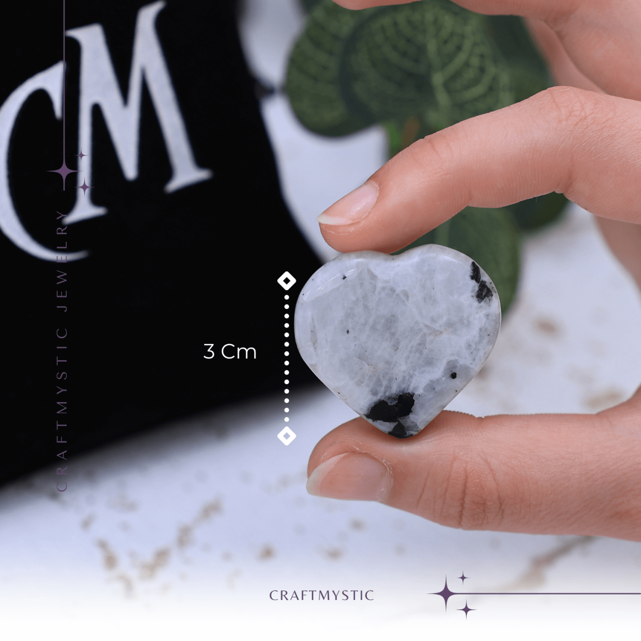 Inima Sculptata Manual din Piatra Lunii Curcubeu - Armonie si Liniste [2]