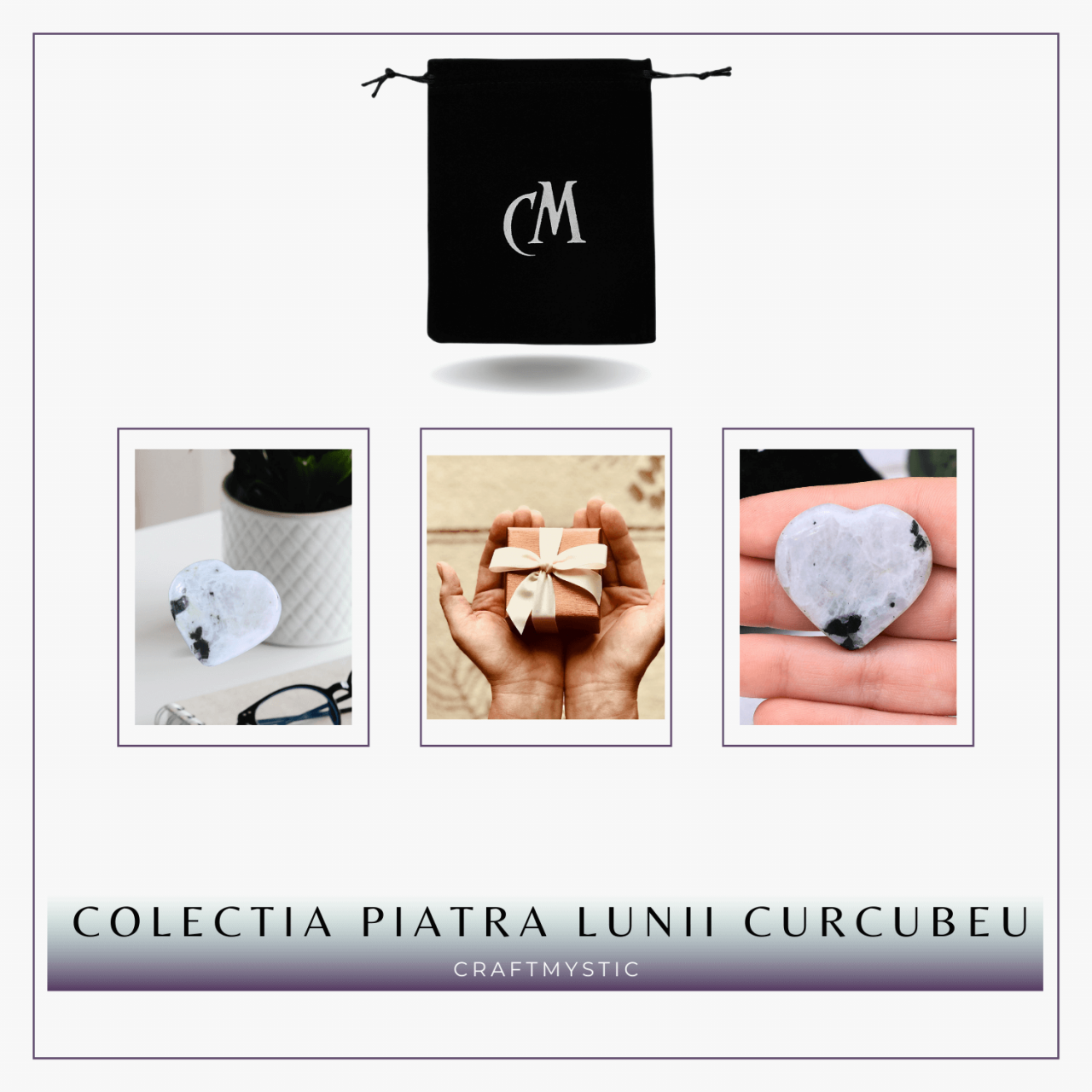 Inima Sculptata Manual din Piatra Lunii Curcubeu - Armonie si Liniste [8]