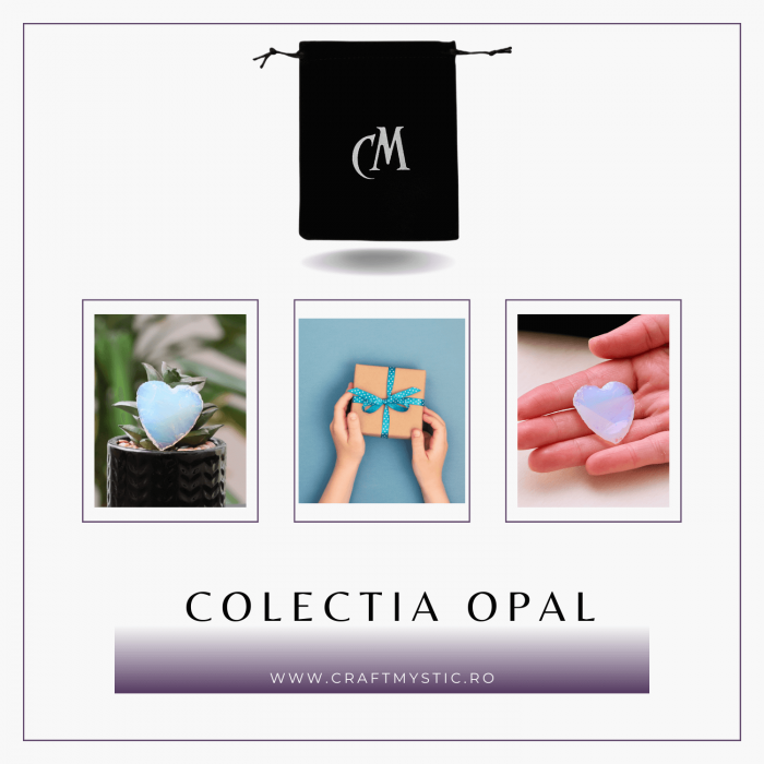 Inima din Cristal de Opalita Sculptata Manual - Piatra Semipretioasa pentru Bijuterii si Impachetare cu Sarma [4]