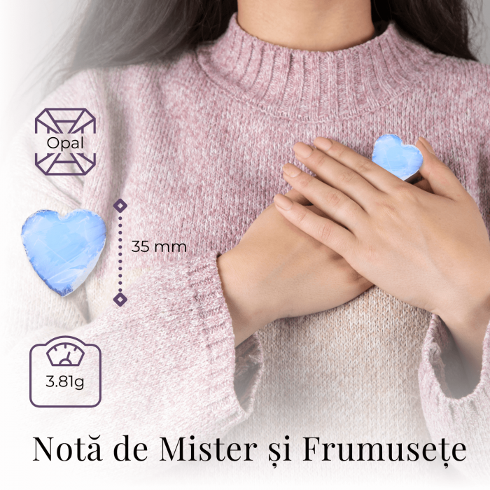 Inima din Cristal de Opalita Sculptata Manual - Piatra Semipretioasa pentru Bijuterii si Impachetare cu Sarma [2]