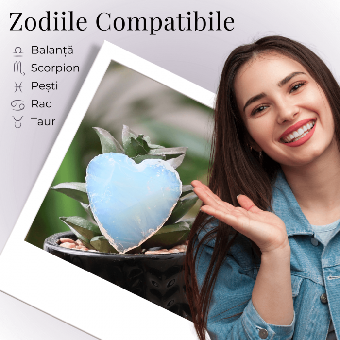 Inima din Cristal de Opalita Sculptata Manual - Piatra Semipretioasa pentru Bijuterii si Impachetare cu Sarma [7]