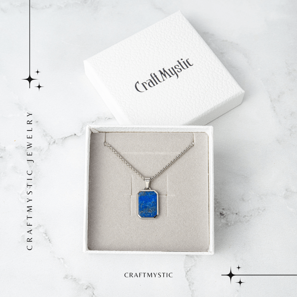 Colier din Otel Inoxidabil cu Lapis Lazuli Natural – Claritate si Armonie Interioara [7]