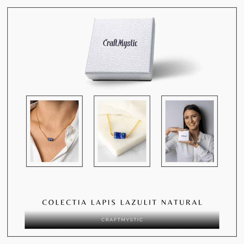 Intelepciune si Claritate – Colier cu Pandantiv Hexagonal din Lapis Lazuli Natural pe Lant de Cupru [8]