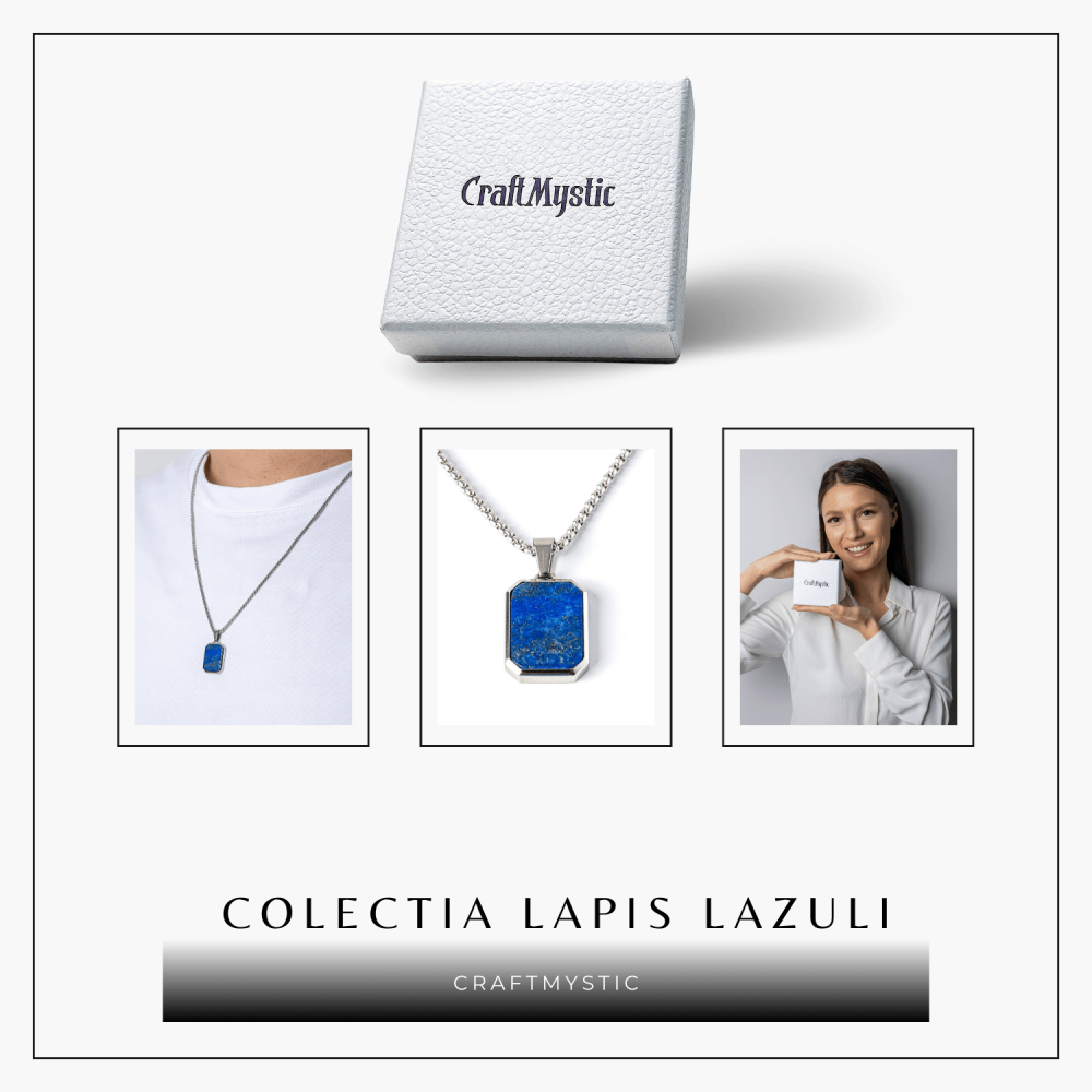 Colier din Otel Inoxidabil cu Lapis Lazuli Natural – Claritate si Armonie Interioara [8]