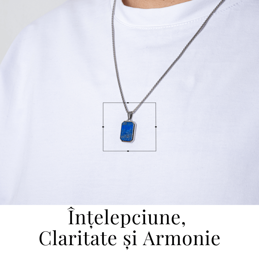 Colier din Otel Inoxidabil cu Lapis Lazuli Natural – Claritate si Armonie Interioara [2]