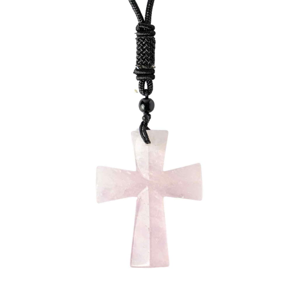 Iubire si Armonie – Colier Cruce din Cuart Roz Natural [1]
