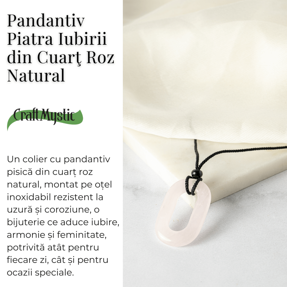 Iubire si Armonie – Colier Oval cu Cuart Roz Natural [3]