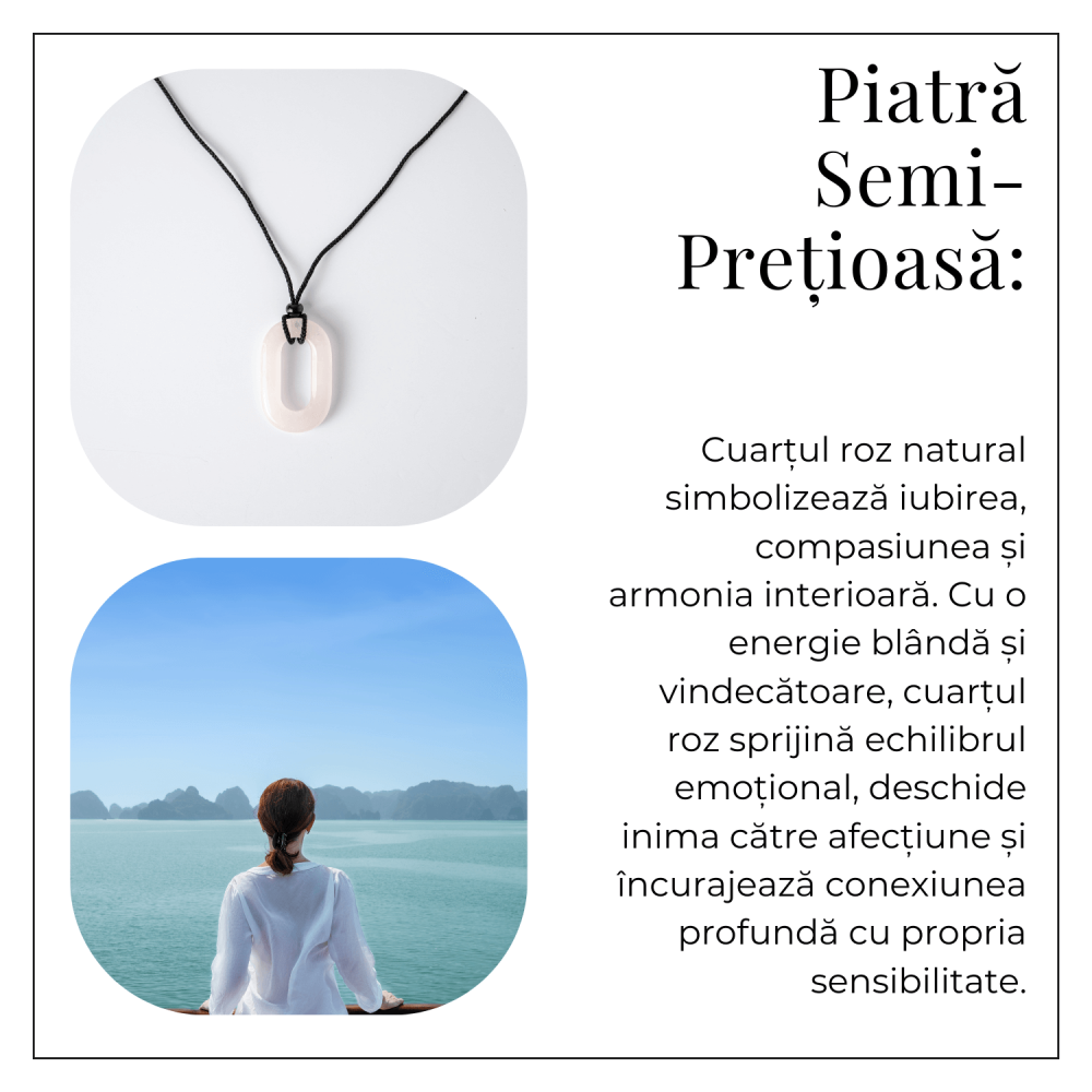 Iubire si Armonie – Colier Oval cu Cuart Roz Natural [6]