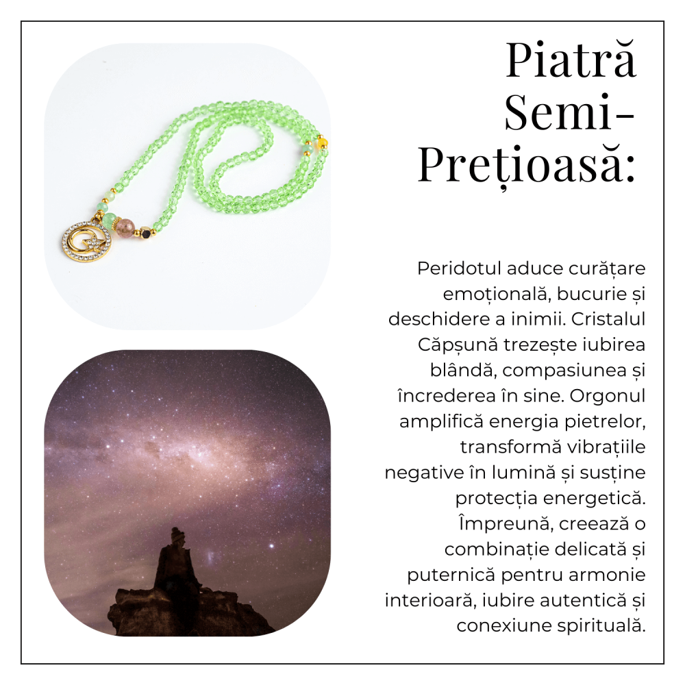 Colier Mistic cu Peridot, Cristal Capsuna si Simboluri Ceresti [7]