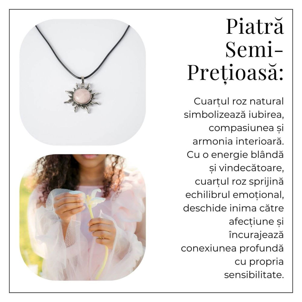 Iubire si Armonie – Colier Soare cu Cuart Roz Natural [6]