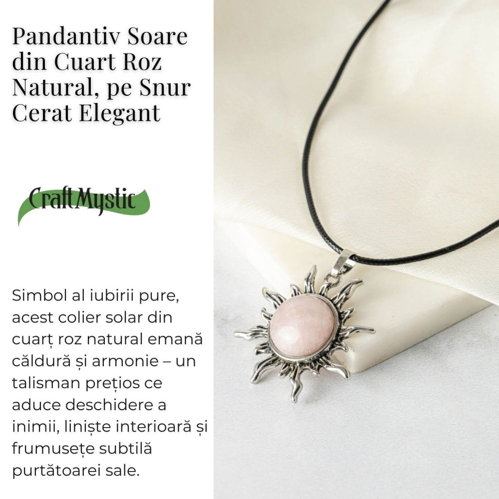 Iubire si Armonie – Colier Soare cu Cuart Roz Natural [3]