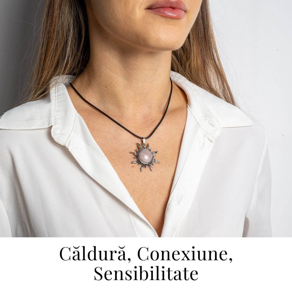Iubire si Armonie – Colier Soare cu Cuart Roz Natural [2]