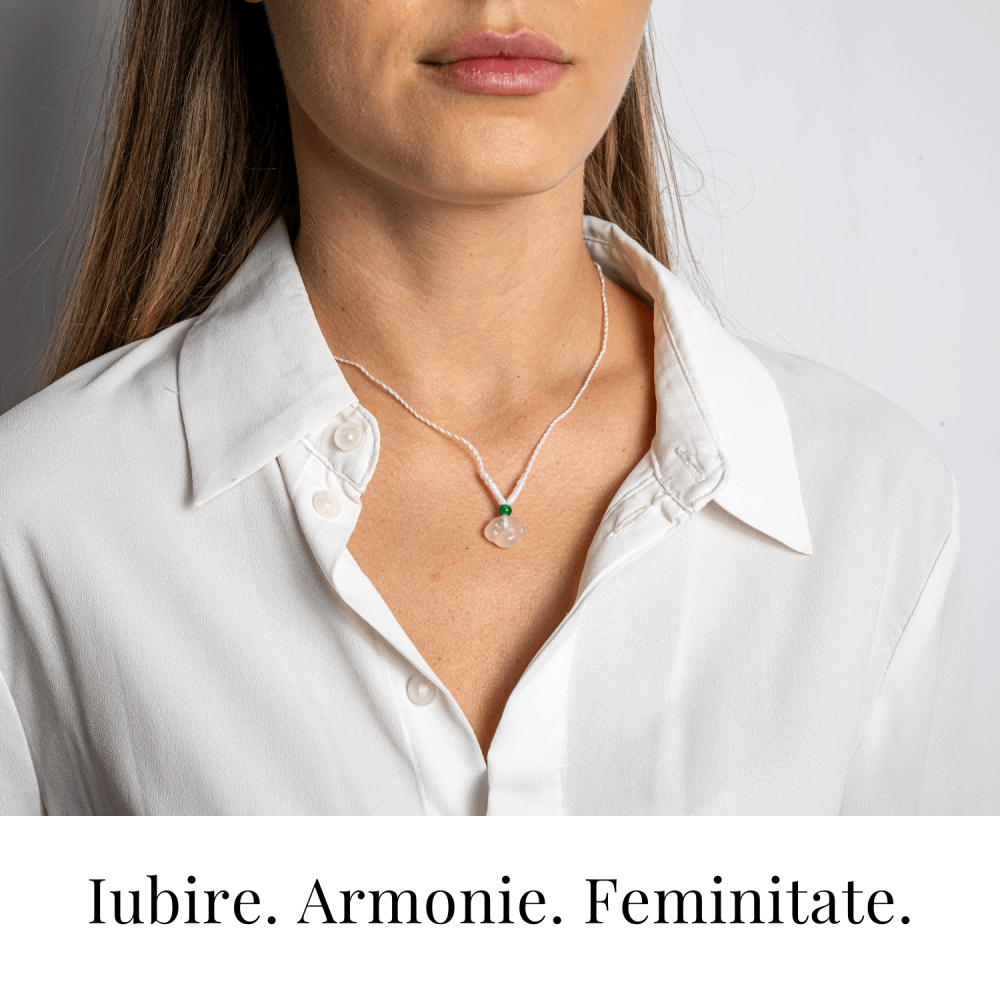 Protectie si Liniste Interioara – Colier Lacat al Pacii din Calcedonie Alba Naturala [2]