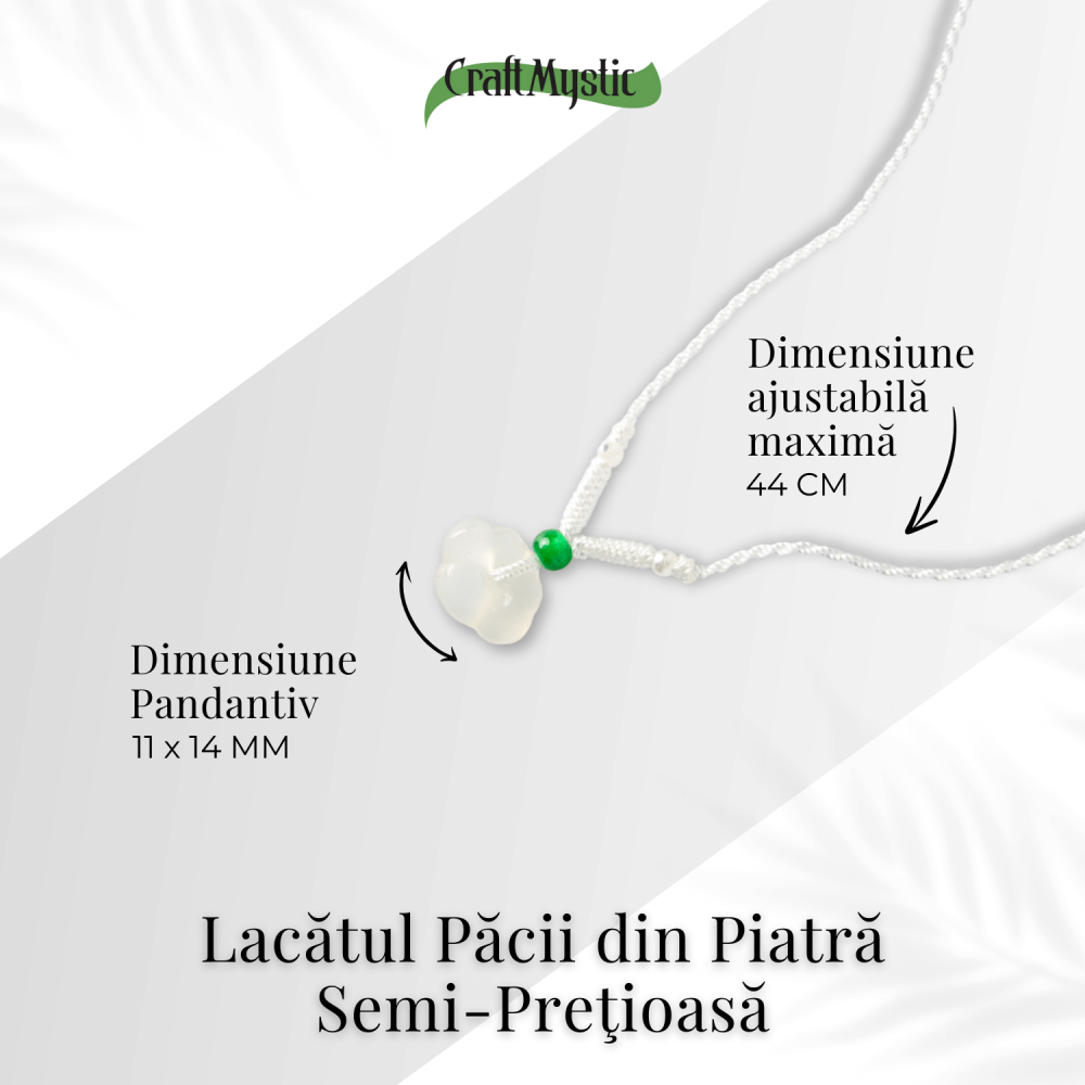 Protectie si Liniste Interioara – Colier Lacat al Pacii din Calcedonie Alba Naturala [4]