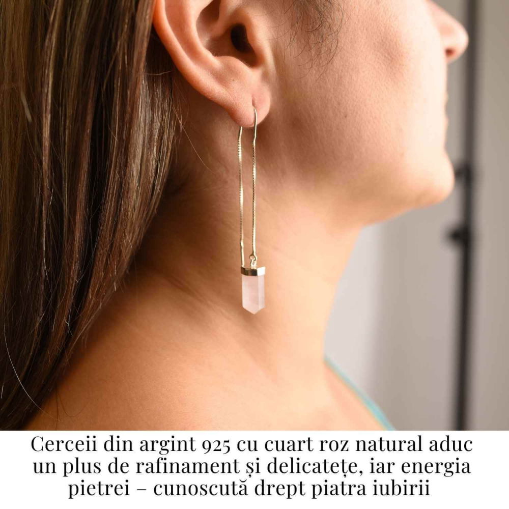 Armonie si Iubire – Cercei din Argint 925 cu Cuart Roz Natural [2]
