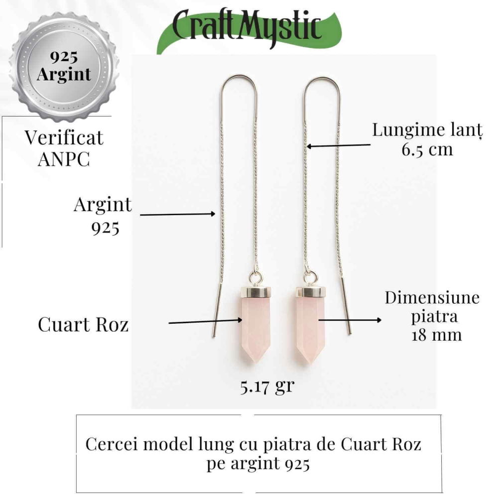 Armonie si Iubire – Cercei din Argint 925 cu Cuart Roz Natural [3]