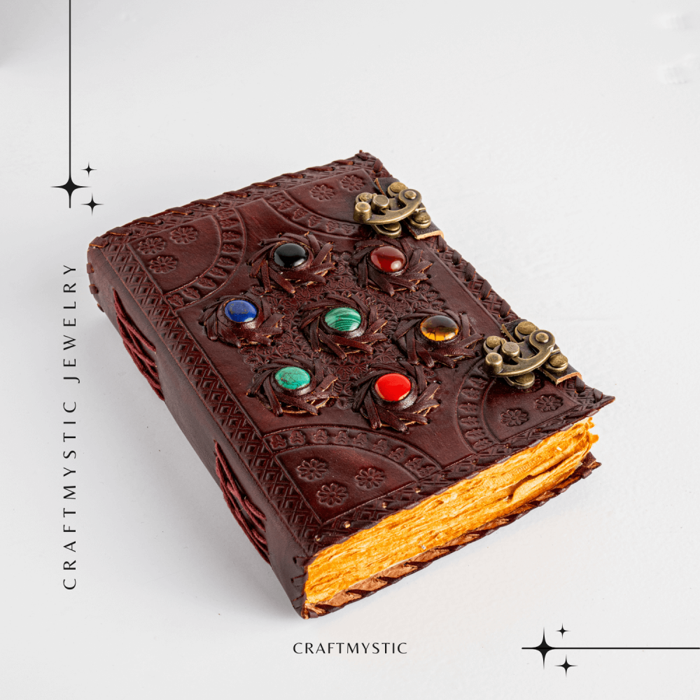 Jurnal Vintage Visiniu cu Cele 7 Pietre Chakre [9]