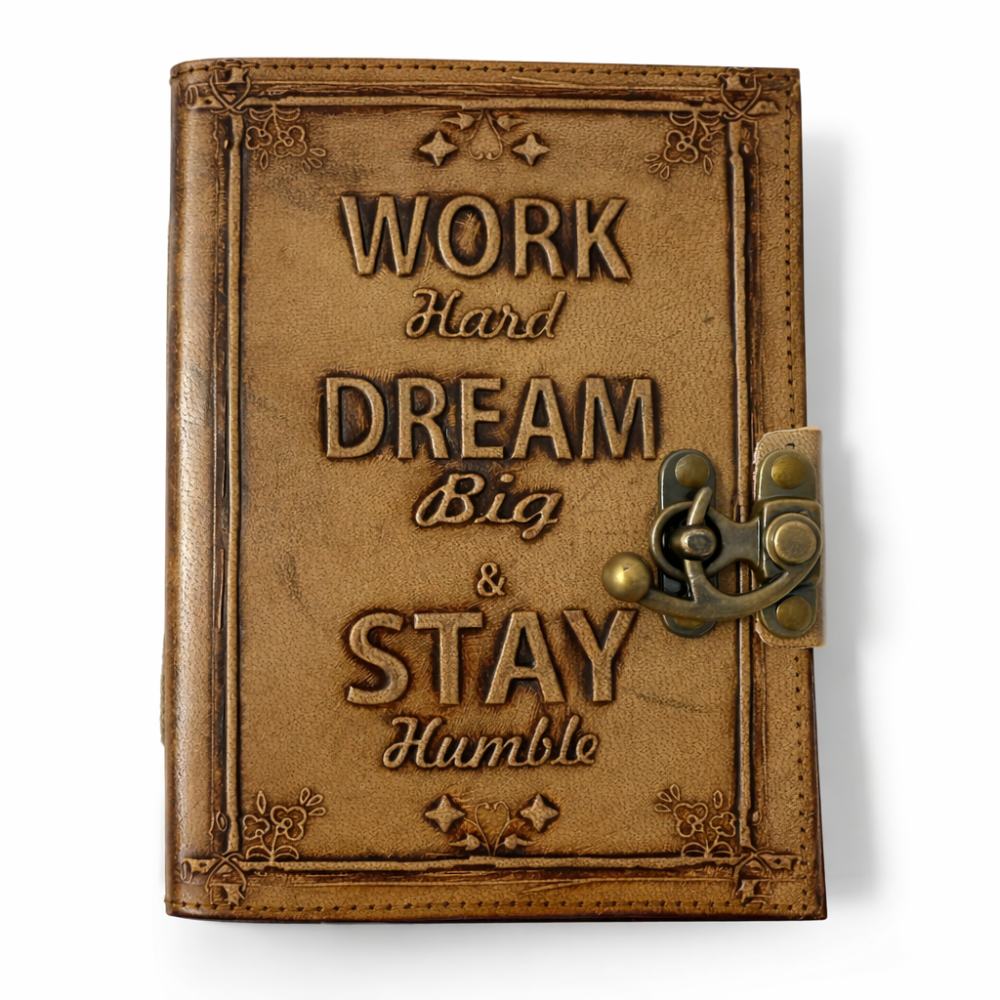 Jurnal Vintage din Piele – Work Hard Dream Big Stay Humble – 190-200 pagini cartonate [1]