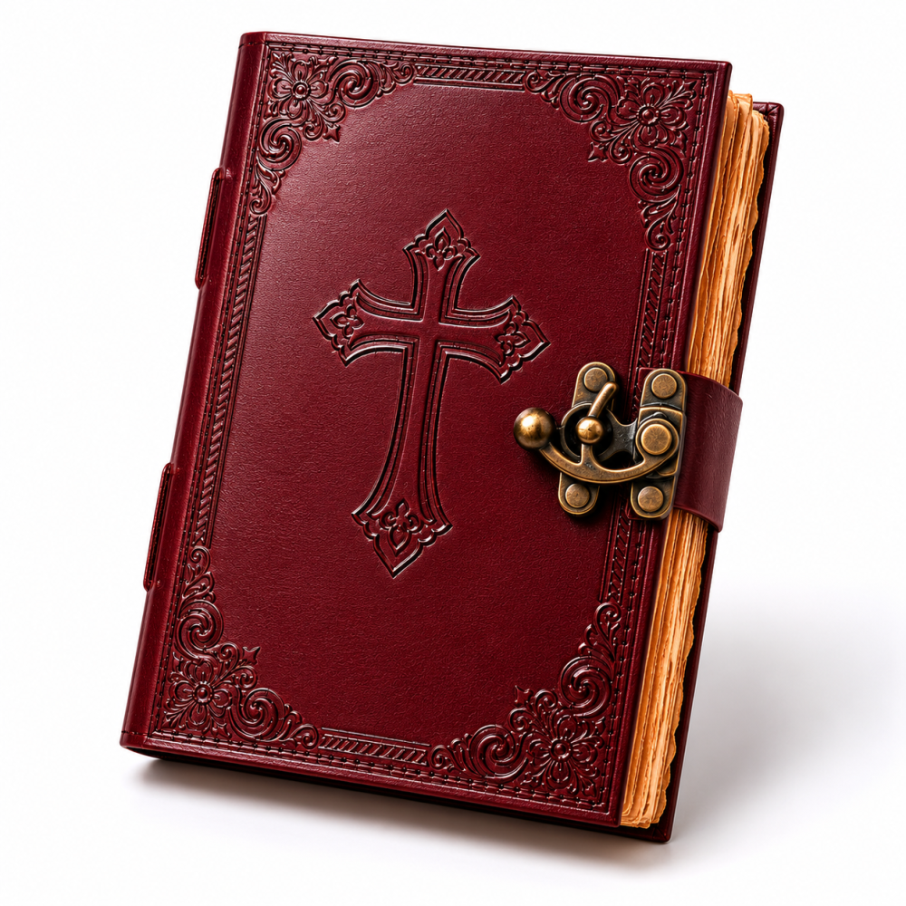 Jurnal din Piele Naturala cu Cruce Embosata – Eleganta Vintage si Inspiratie Zilnica [1]