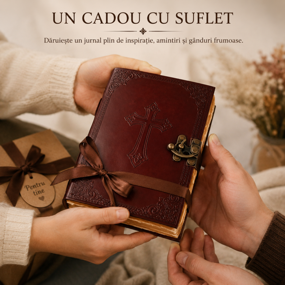 Jurnal din Piele Naturala cu Cruce Embosata – Eleganta Vintage si Inspiratie Zilnica [4]