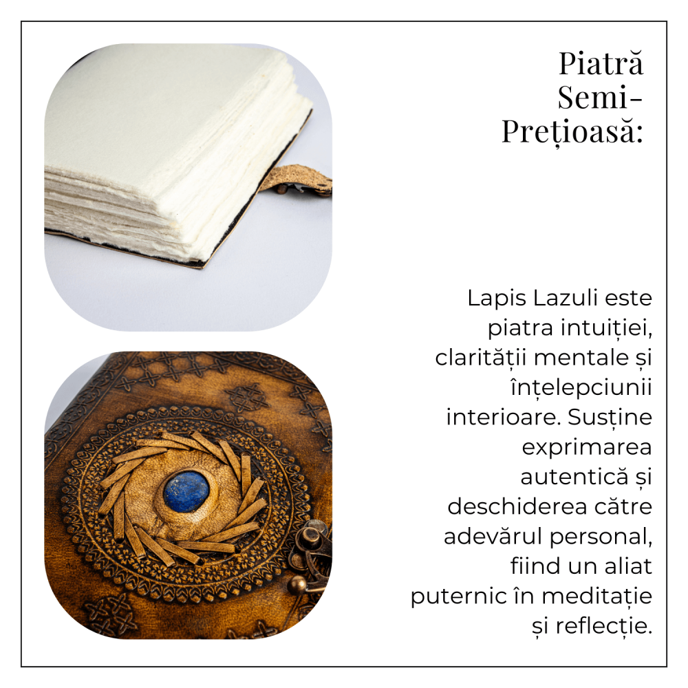 Jurnal din piele naturala cu Lapis Lazuli si hartie de bumbac – Calatorie interioara in stil vintage [7]