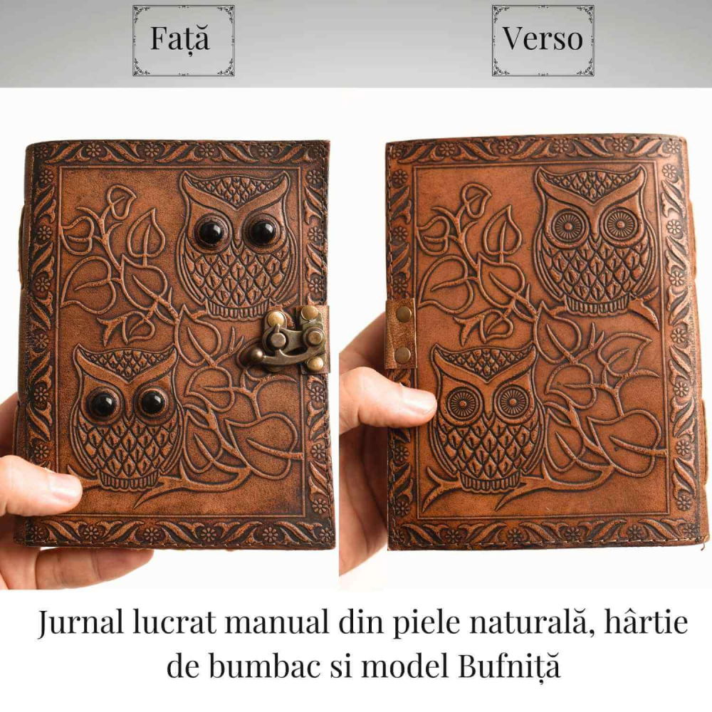 Jurnal piele naturala cu bufnite si obsidian – Intelepciune si protectie [5]