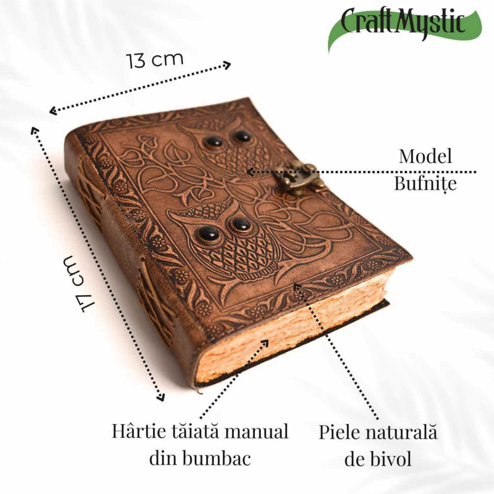 Jurnal piele naturala cu bufnite si obsidian – Intelepciune si protectie [4]