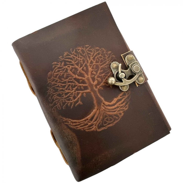 Jurnal Vintage din Piele cu Model Arborele Vietii si Hartie de Pergament Alba 190-200 pagini [1]