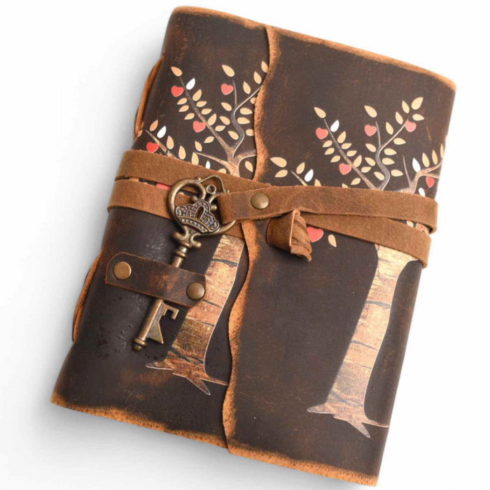 Jurnal Vintage cu Arborele Vietii, inchidere cu cheie si hartie de pergament- Protecție și Creștere [1]