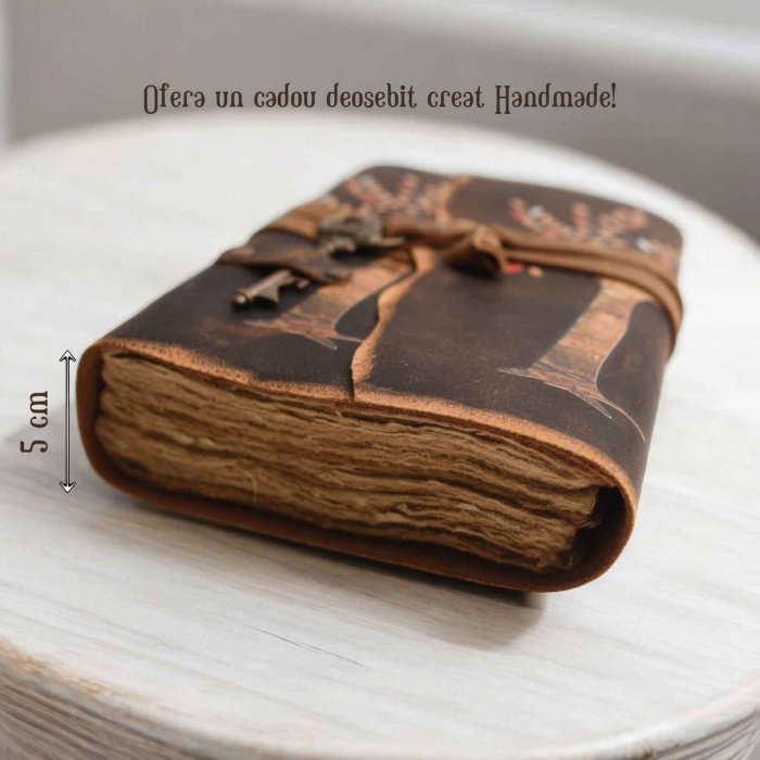 Jurnal Vintage cu Arborele Vietii, inchidere cu cheie si hartie de pergament- Protecție și Creștere [4]