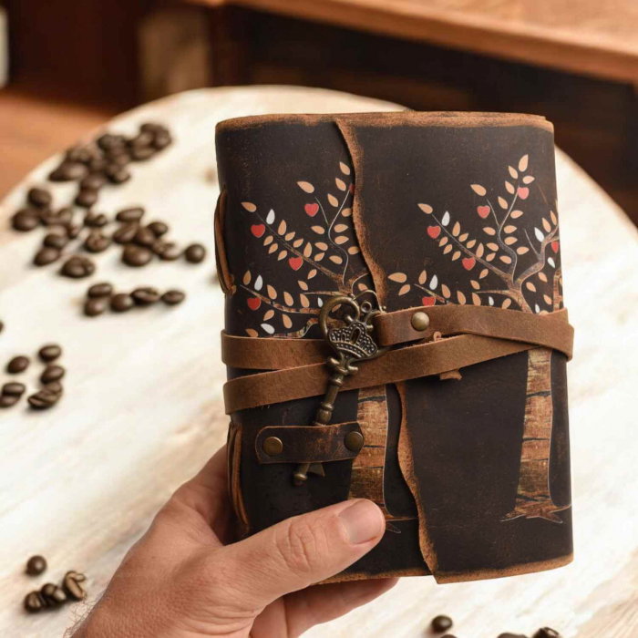 Jurnal Vintage cu Arborele Vietii, inchidere cu cheie si hartie de pergament- Protecție și Creștere [2]