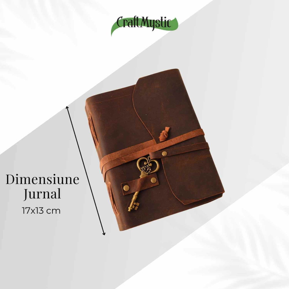 Jurnal Piele Naturala cu Hartie din Bumbac galbena model cheita [2]