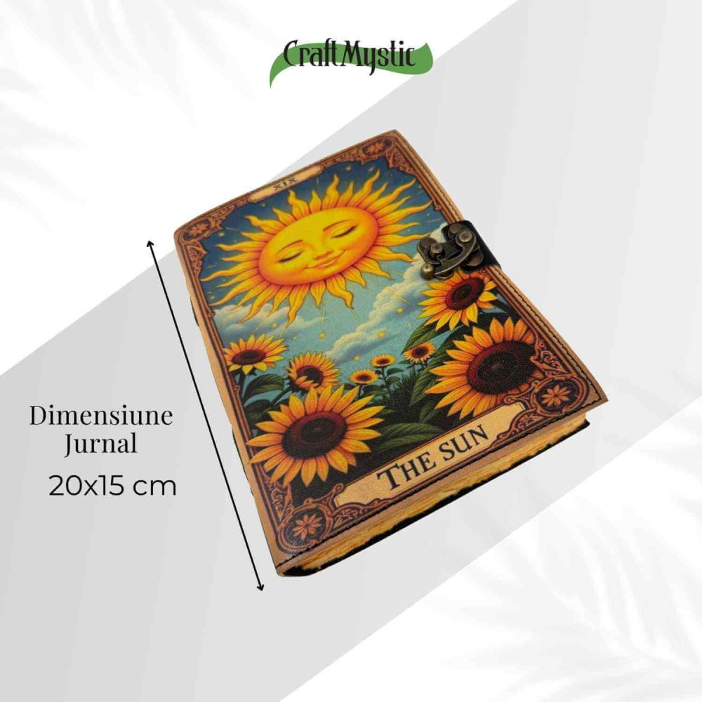 Jurnal The Sun din piele naturala si hartie de bumbac CraftMystic [3]